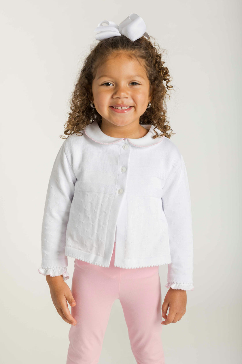 White Three Button Cardigan Sweater