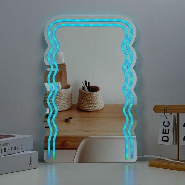 Neon LED Wave Mirror With Remote