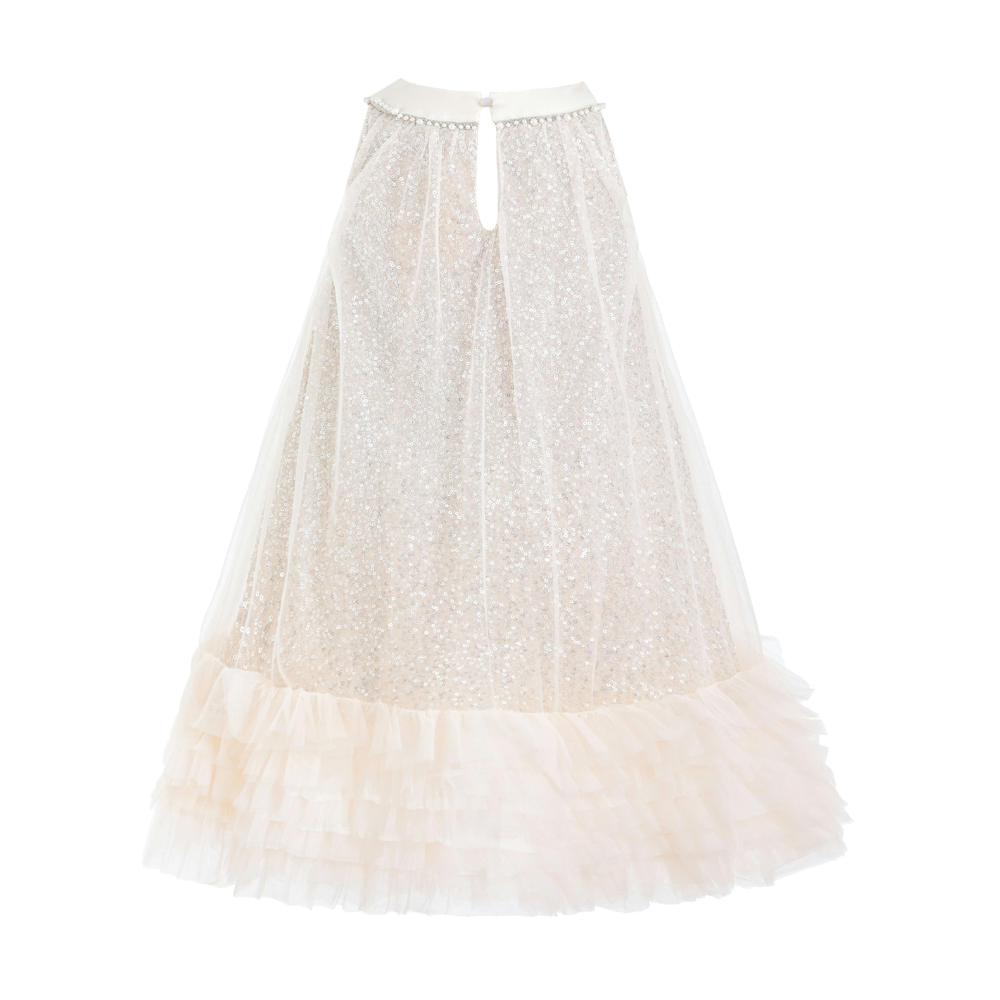 Beige Tansy Petal Cascade Dress
