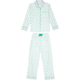 Women's Green Palm Tree Long PJ Set - Organic Cotton Poplin
