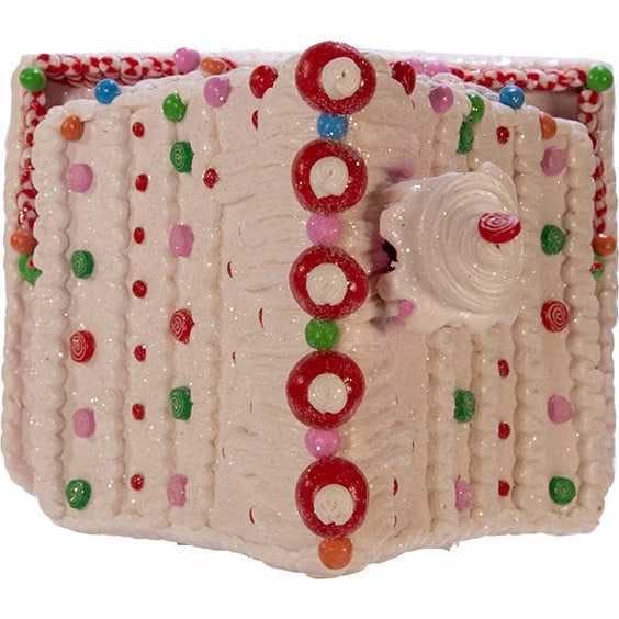 10-Inch Pink Battery-Operated Candy LED Gingerbread House Table Piece