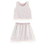Peach Sequin Feather-Trim Set
