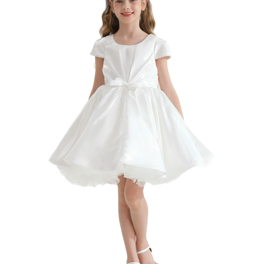 White Bow Short Solera Dress