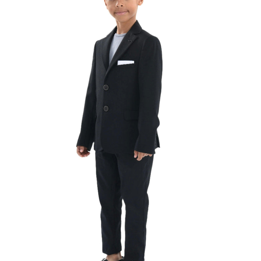 Black Twill Peak Lapel Blazer