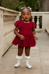 Baby Solange Dress Set in Burgundy Tulle