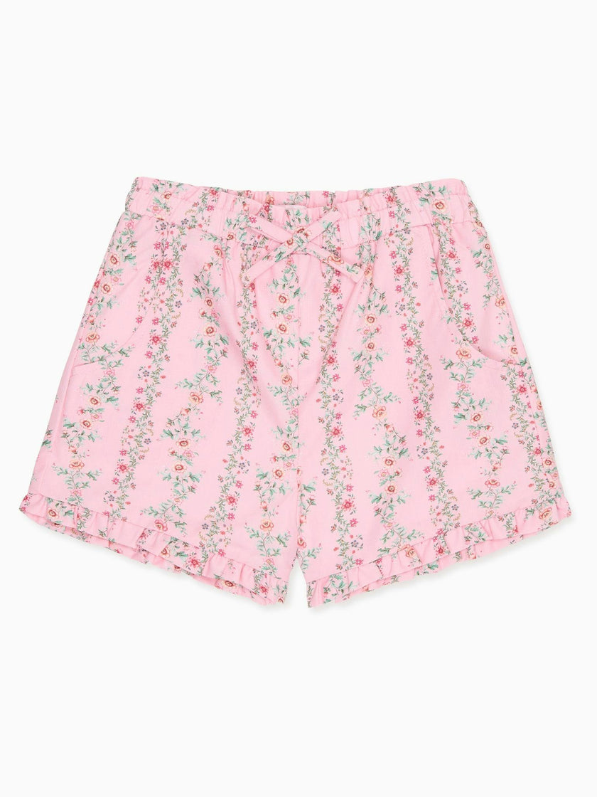Pink Garland Flores Cotton Girl Shorts