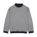 Unisex Soft Gingham Contrast Mock Neck & Cuff Top