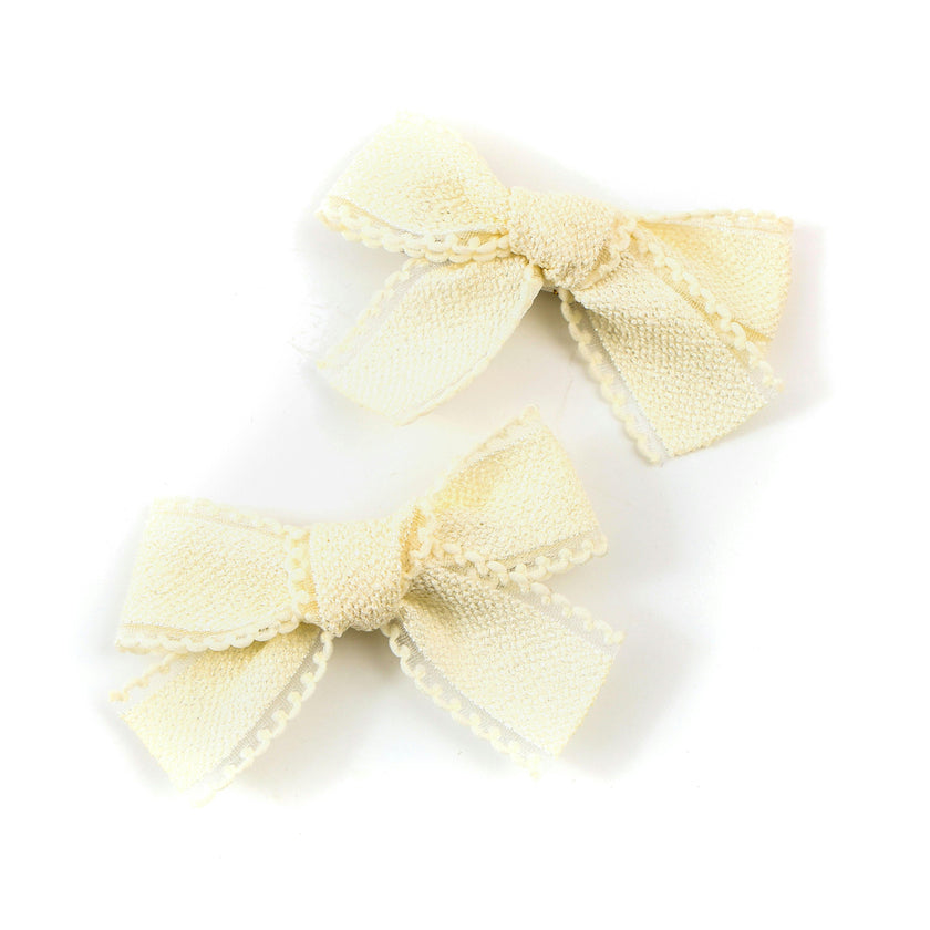 Halo Luxe Esmae Lace Trimmed Linen Double Clip Set - Ivory