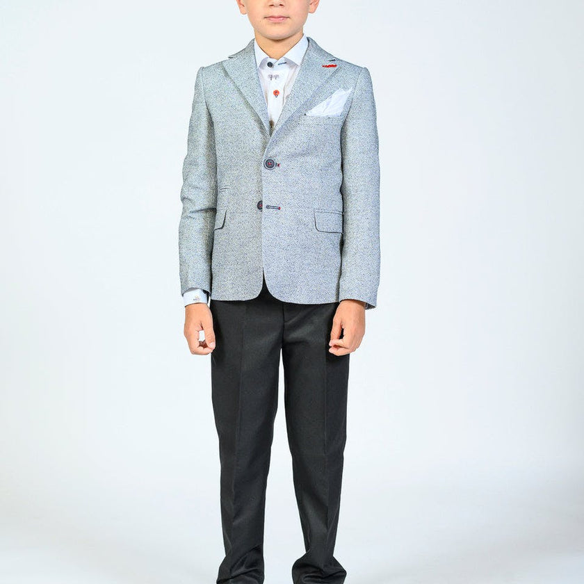 Cool Gray Embroidered Blazer