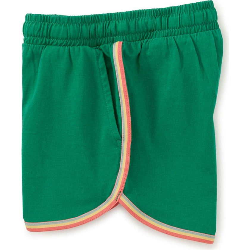 Rainbow Binding Track Shorts, Green