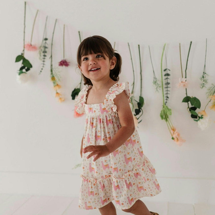 Girl's Drop-Waist Peplum Dress