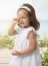Emilie Baby Dress Sleeveless, White Daisy