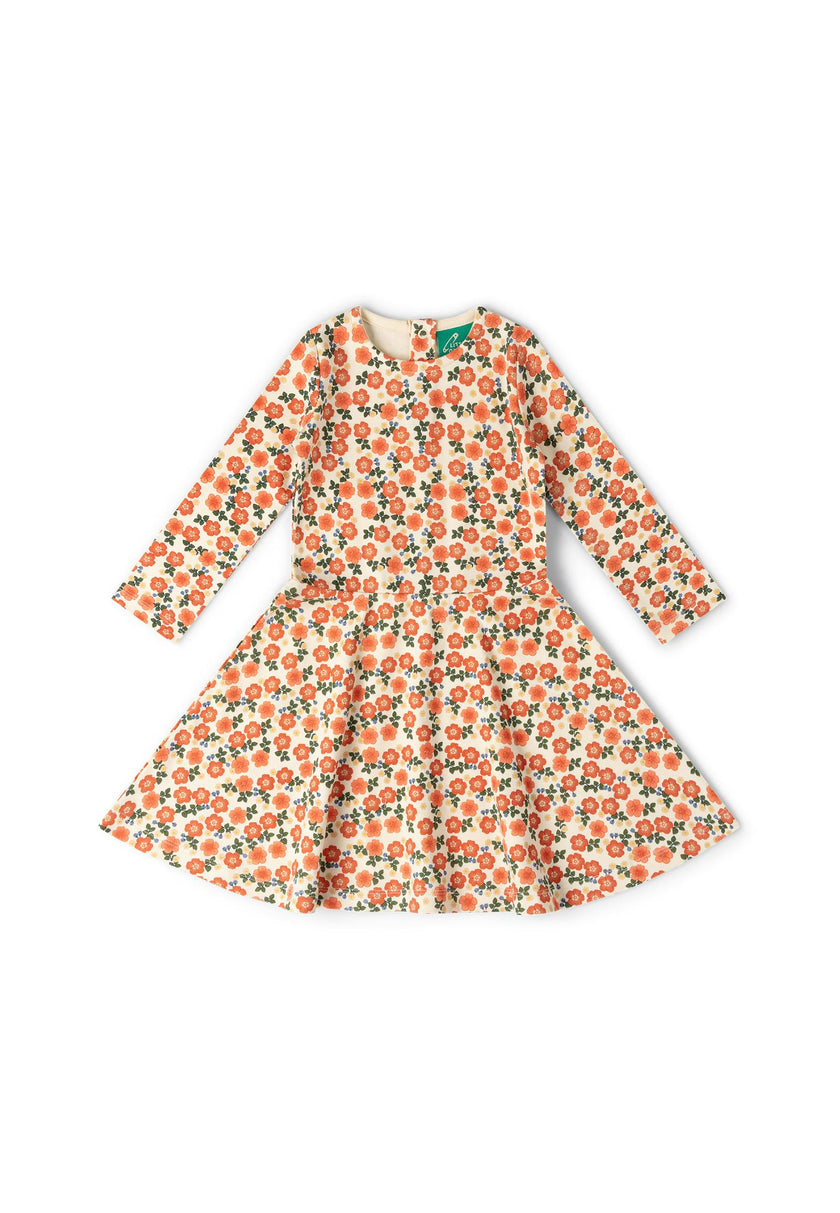 Petals Long Sleeve Spinny Dress, Multi