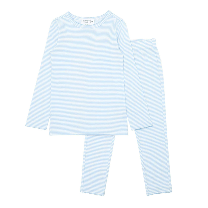 girls powder blue stripe pima pajamas set