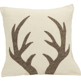 Hand Felted Wool Pillow - Gray Antlers Cream - 20"