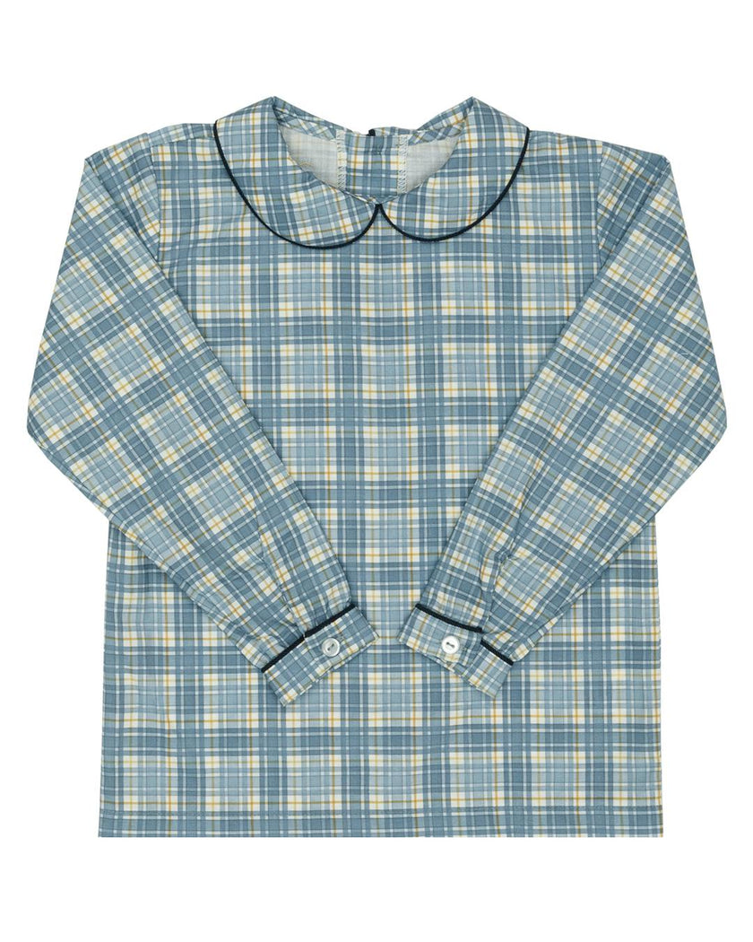Piped Peter Pan Top in Marta Plaid