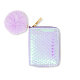 Shiny Mermaid Scale Wallet With Removable Pom Pom