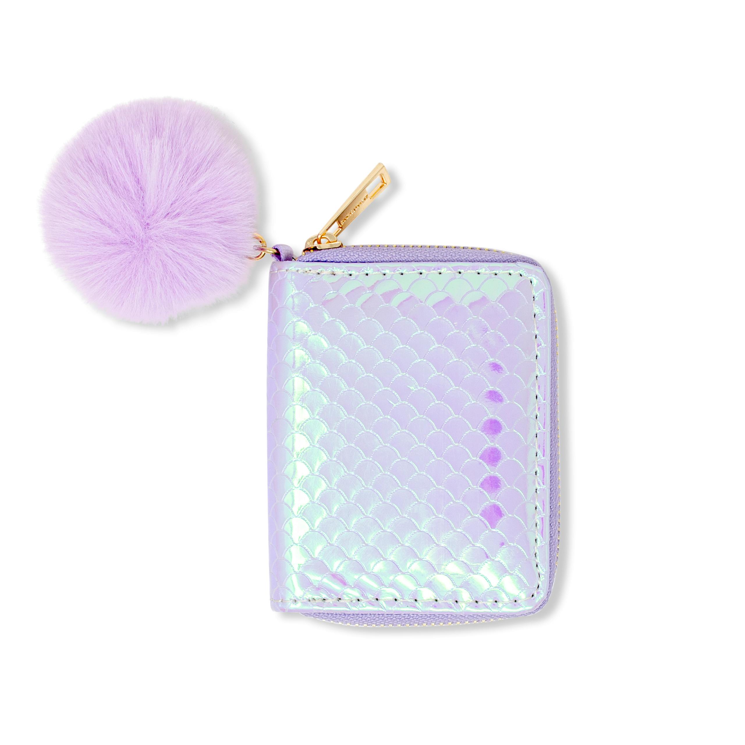 Shiny Mermaid Scale Wallet With Removable Pom Pom