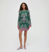 The Long Sleeve Viola Dress - Windsor Paisley Emerald Green