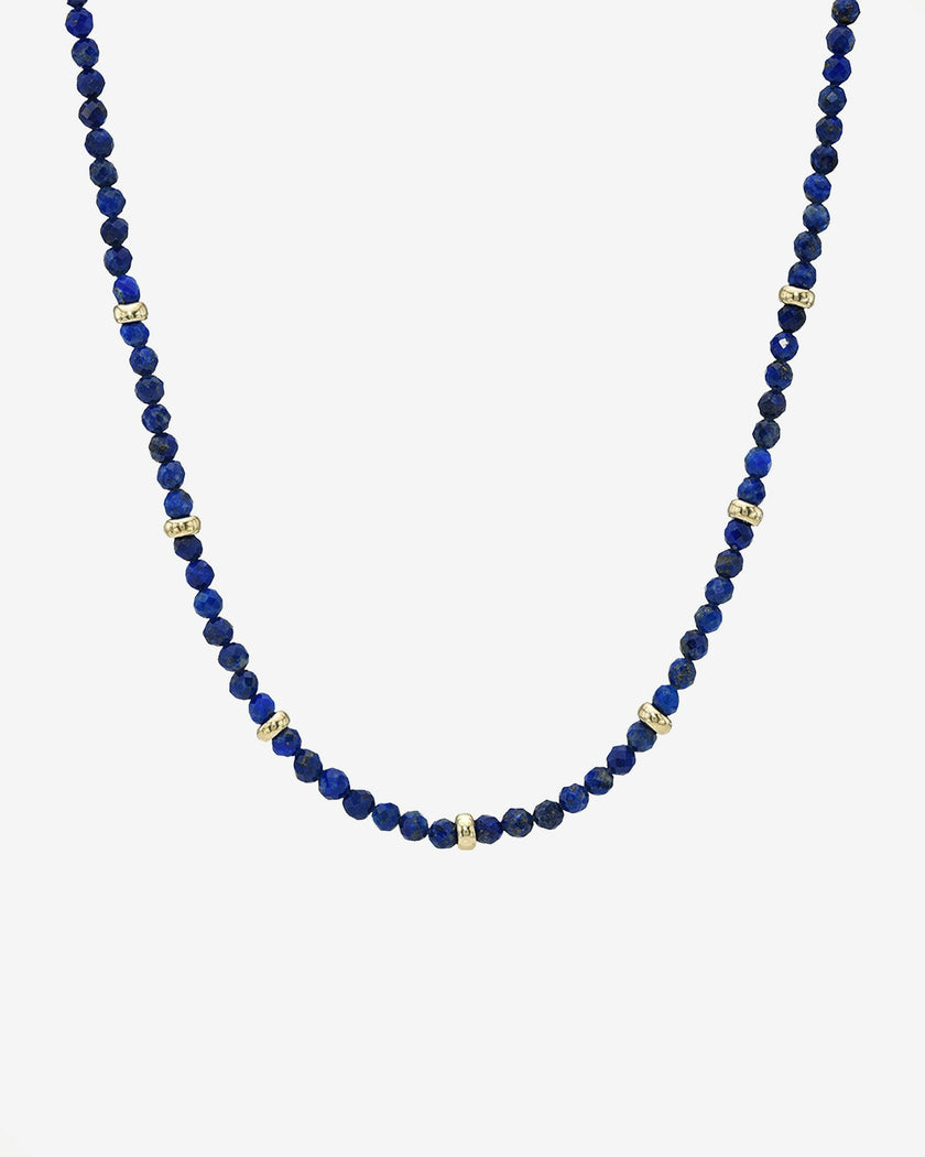 14K Gold Blue Lapis Segment Bead Necklace