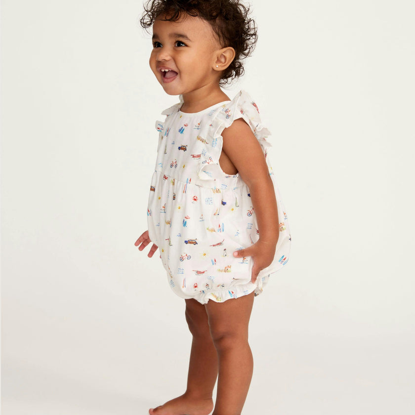 Baby's Twill Ruffled Romper in Summer Nostalgia