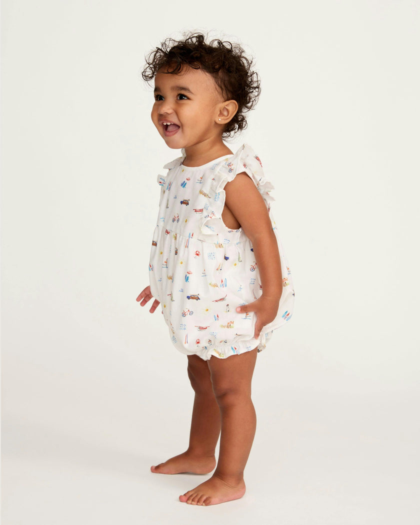 Baby's Twill Ruffled Romper in Summer Nostalgia
