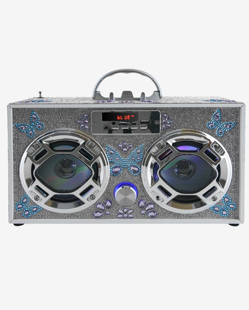 Silver Bling Boombox & Bluetooth Speaker