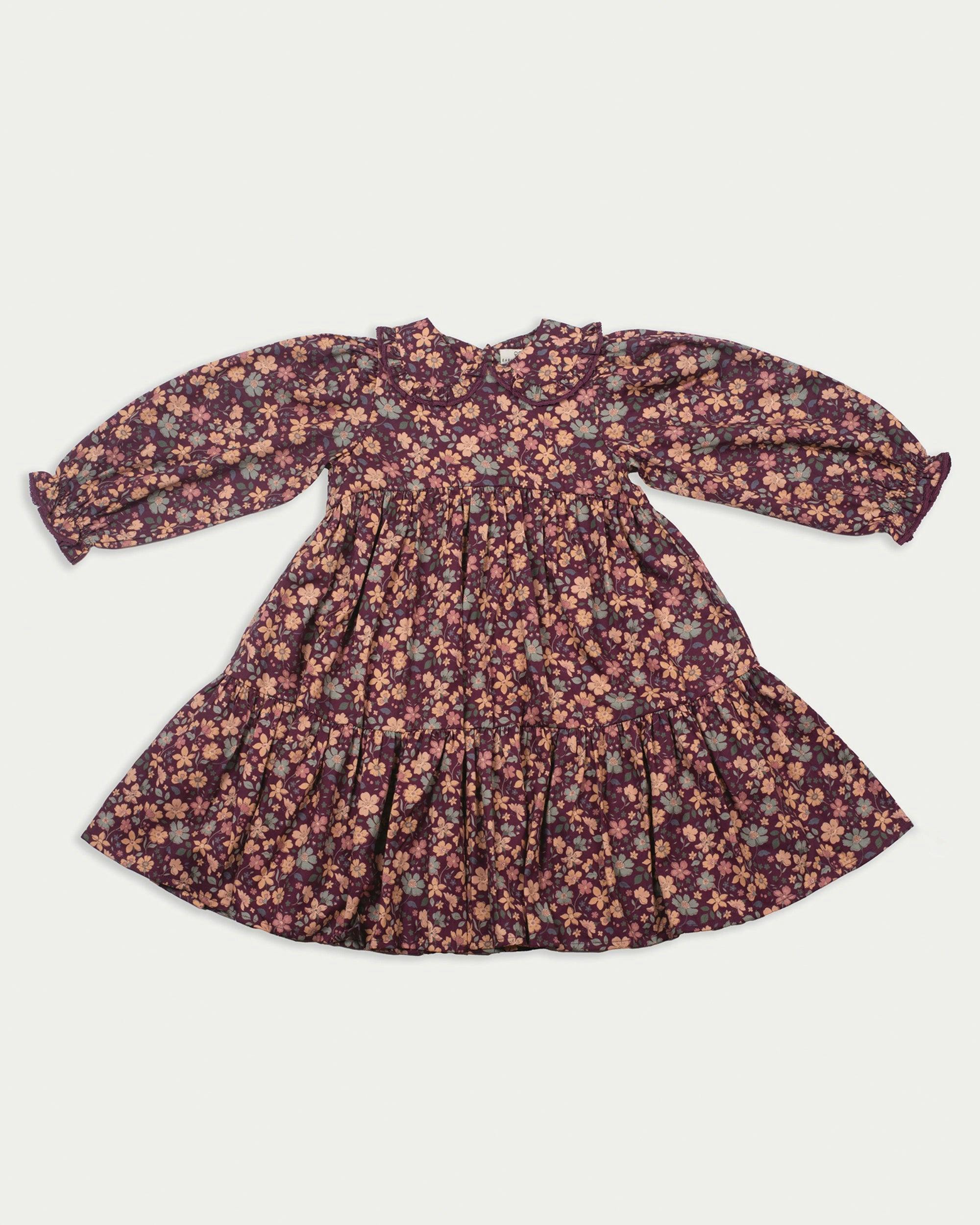Marguerite Dress - Garden Flowers Plum
