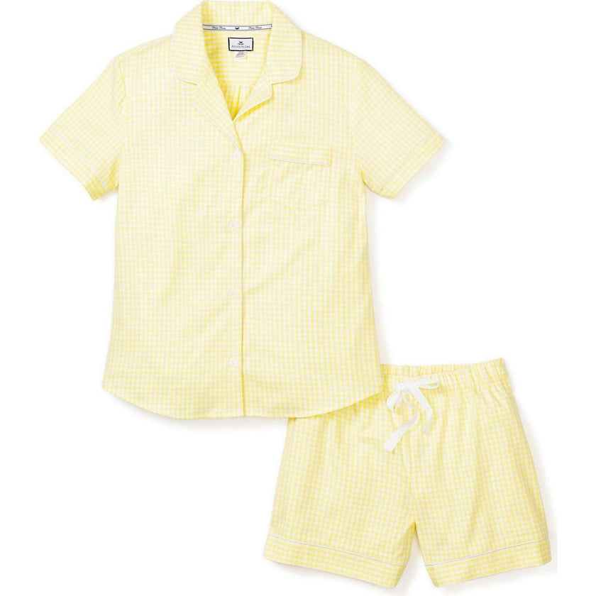 Women's Twill Pajama Short Set in Pink Gingham