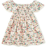 Flutter Sleeve Smocked Dress, Natural