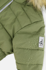 Baby Original One Piece Puffy Snowsuit With Removable Mittens And Boots Olive Green