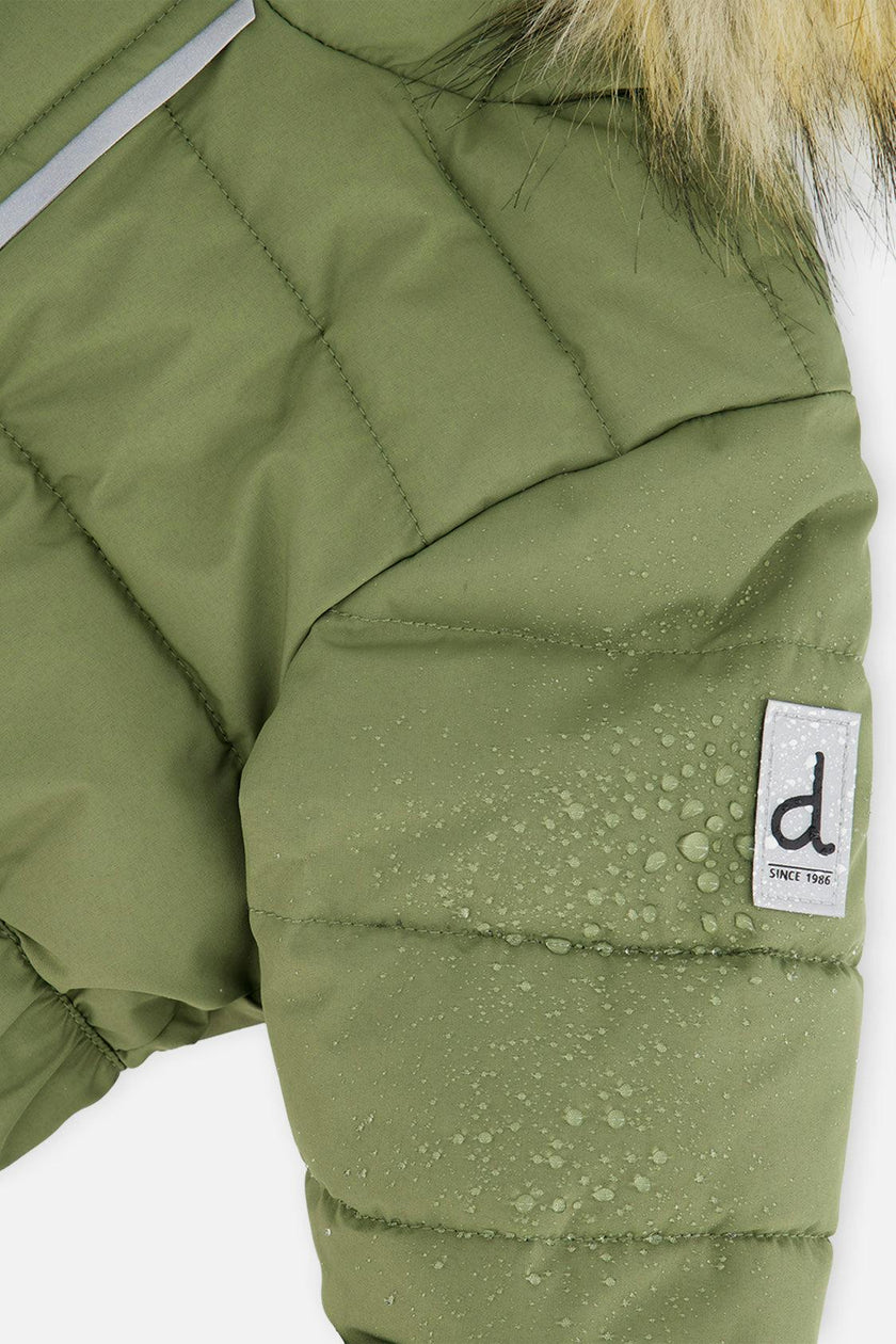 Baby Original One Piece Puffy Snowsuit With Removable Mittens And Boots Olive Green