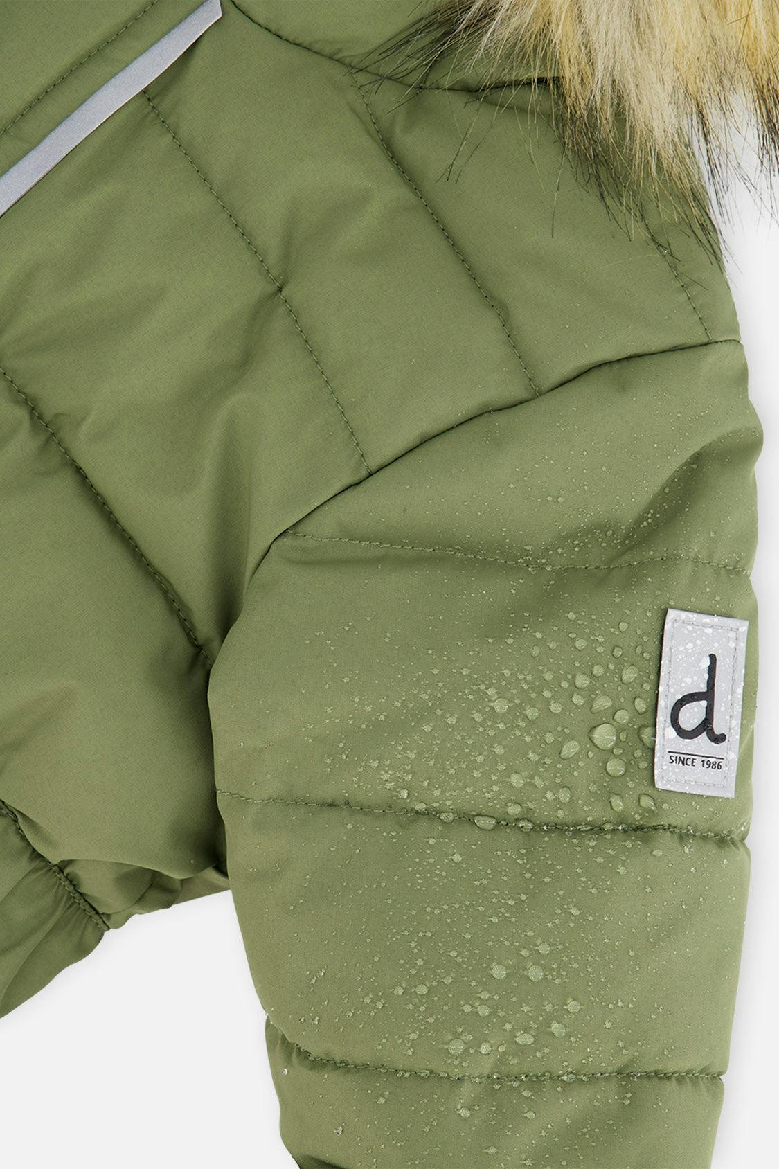 Baby Original One Piece Puffy Snowsuit With Removable Mittens And Boots Olive Green
