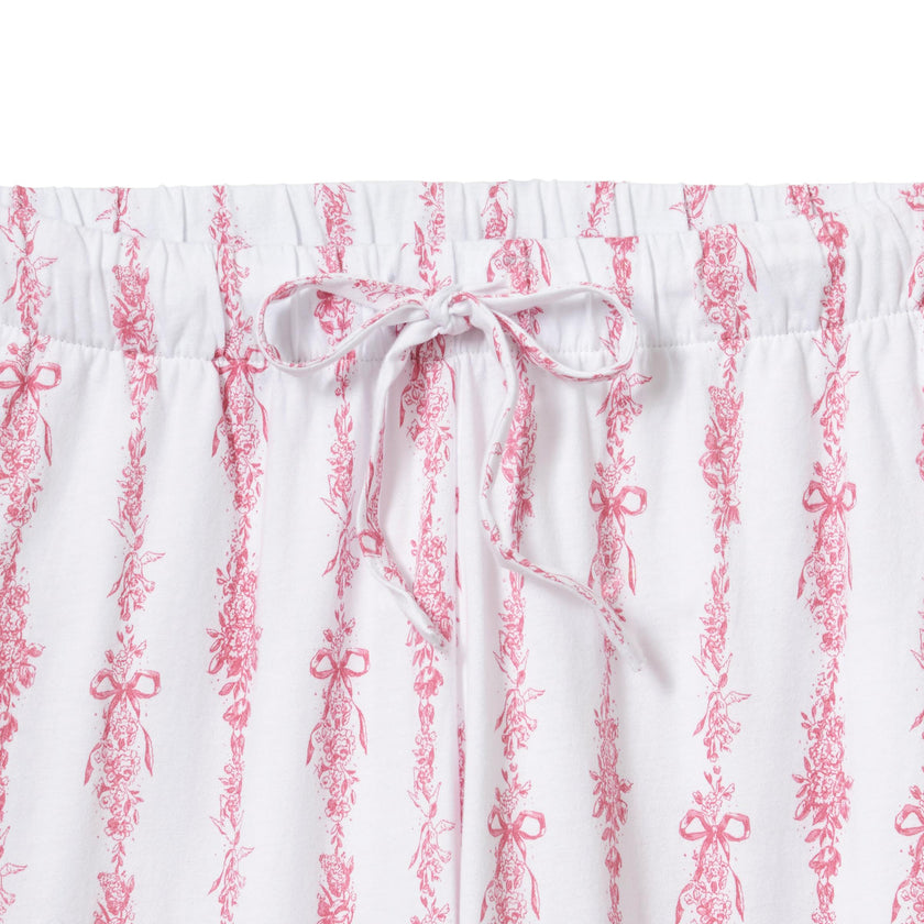 The Olivia Wide Leg Pima Pajama Set in Pink Mayfair Toile