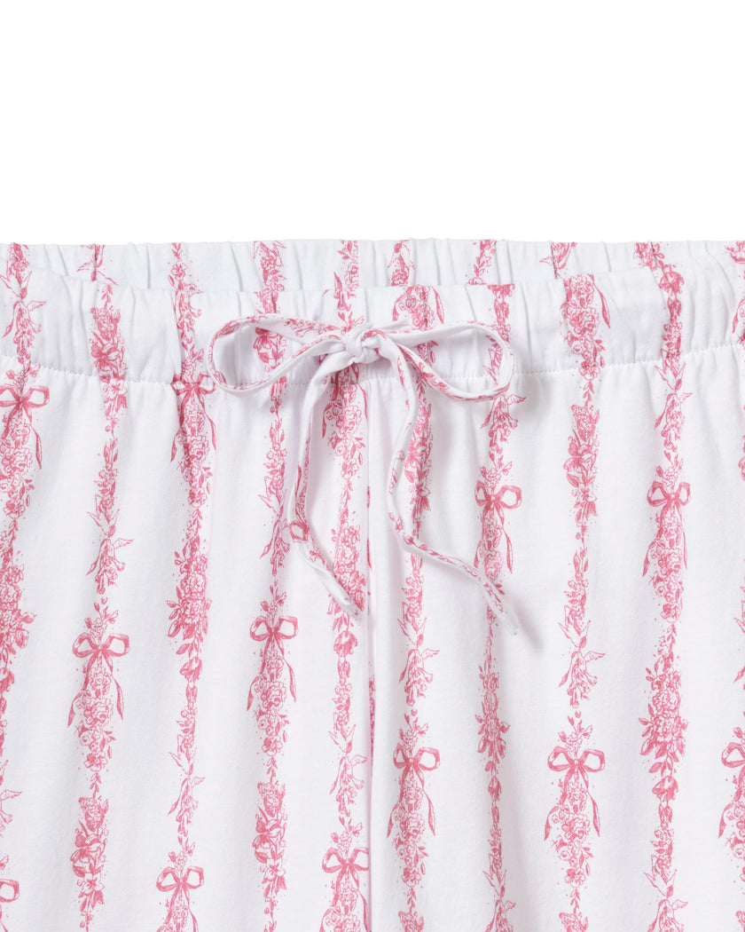 The Olivia Wide Leg Pima Pajama Set in Pink Mayfair Toile
