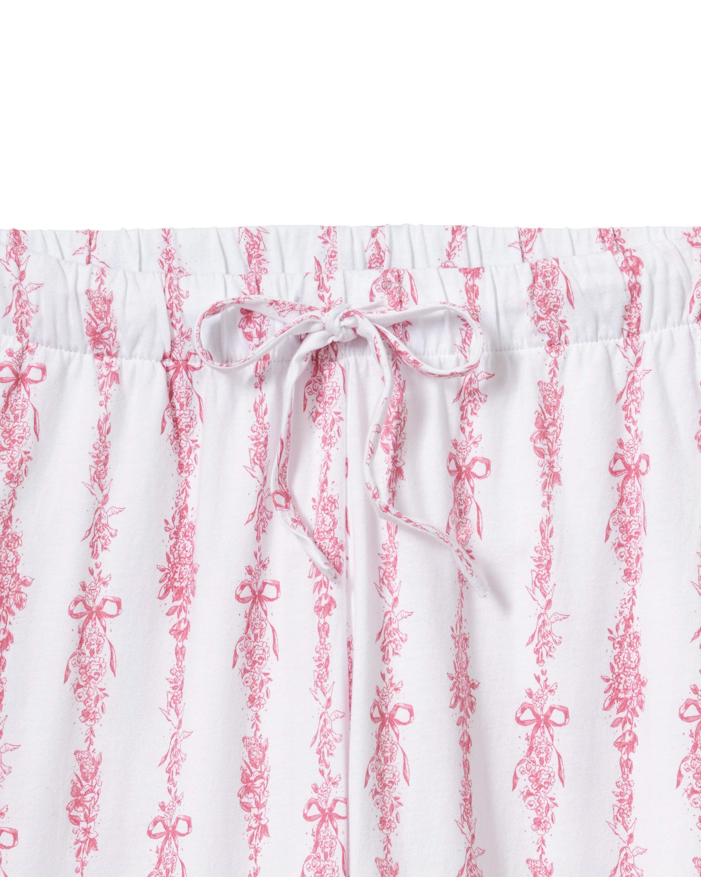 The Olivia Wide Leg Pima Pajama Set in Pink Mayfair Toile
