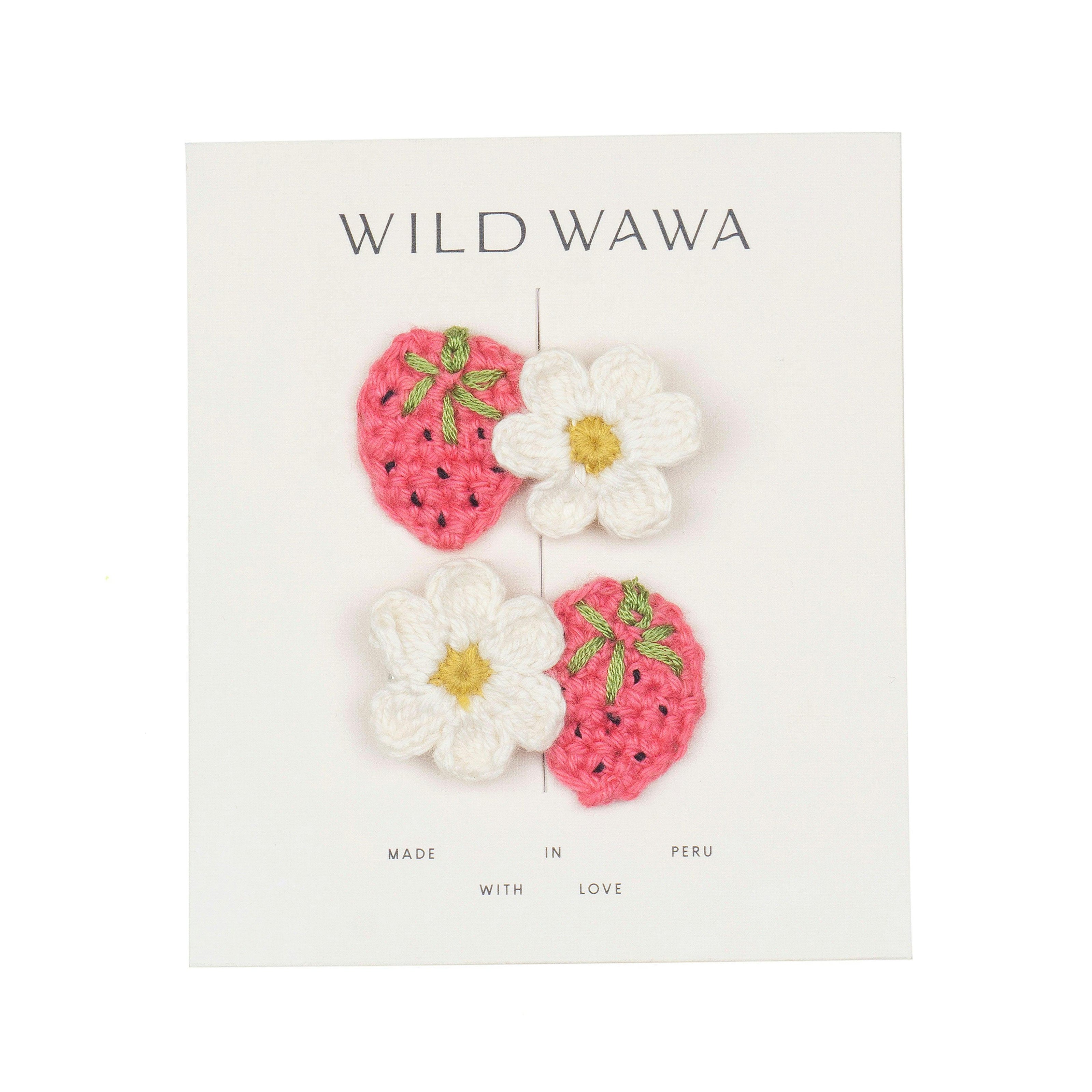 Crochet Clip Set in Strawberry Daisy