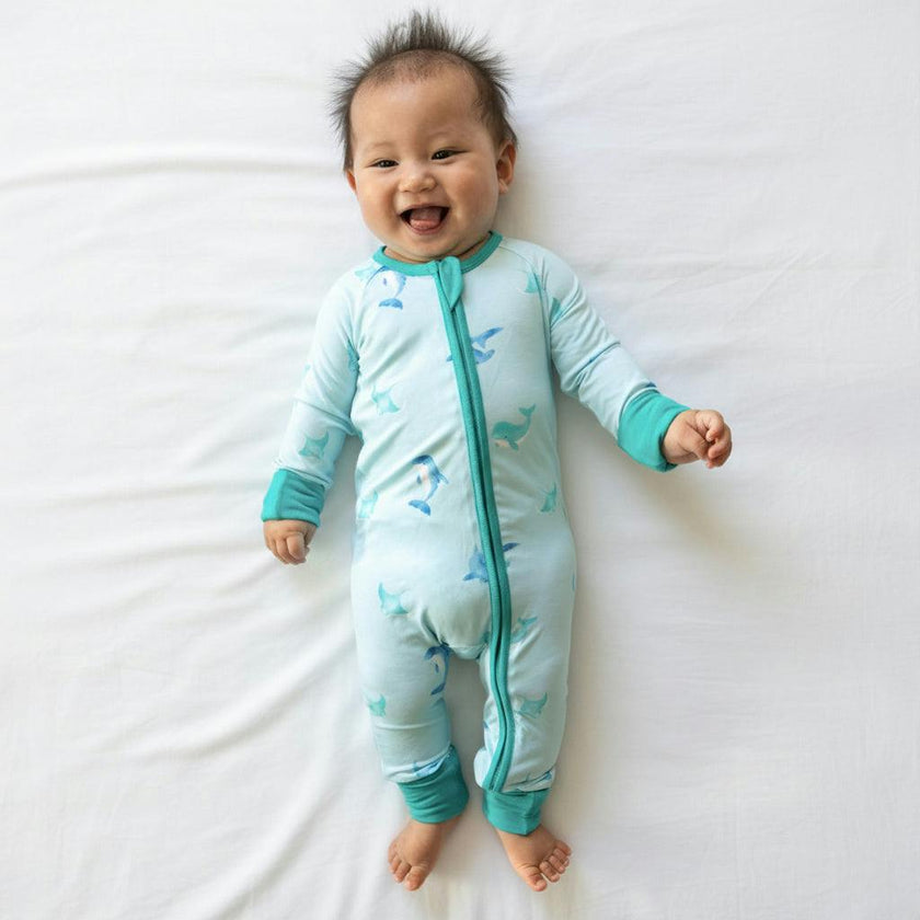 Zippered Romper in Fin Friends
