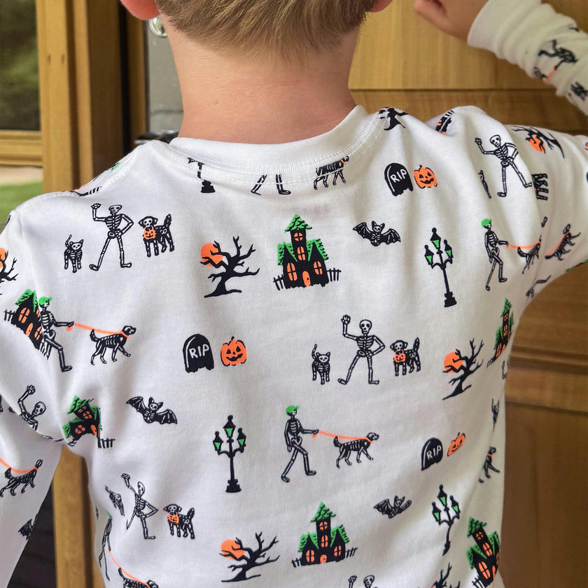 The Organic Long Sleeve Pajama Set [Spooky Skeletons]