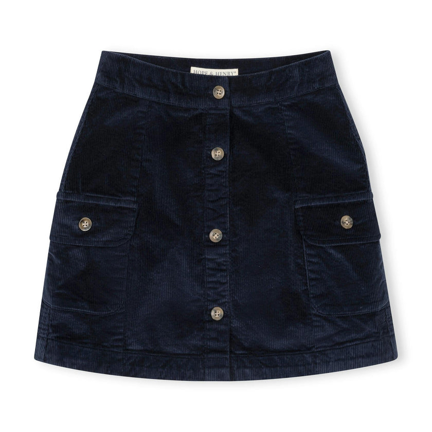 Organic Corduroy Button Front Skirt