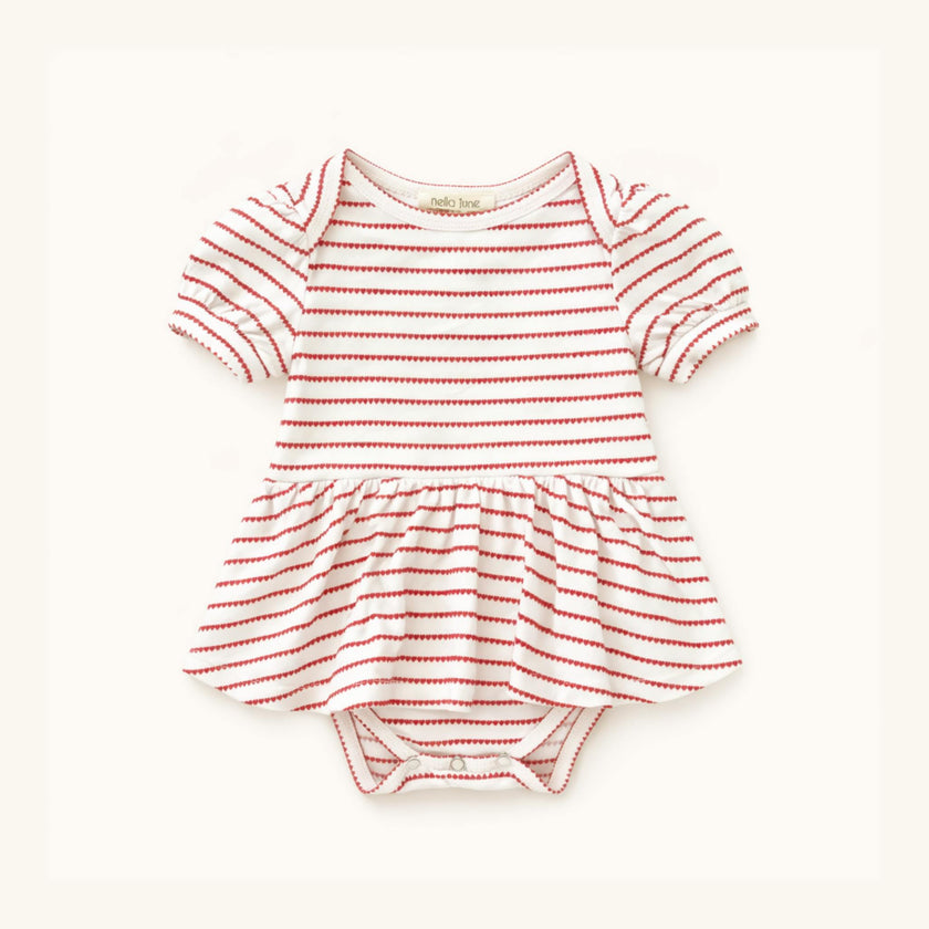 Puff Sleeve Onesie in Red Heart Stripe