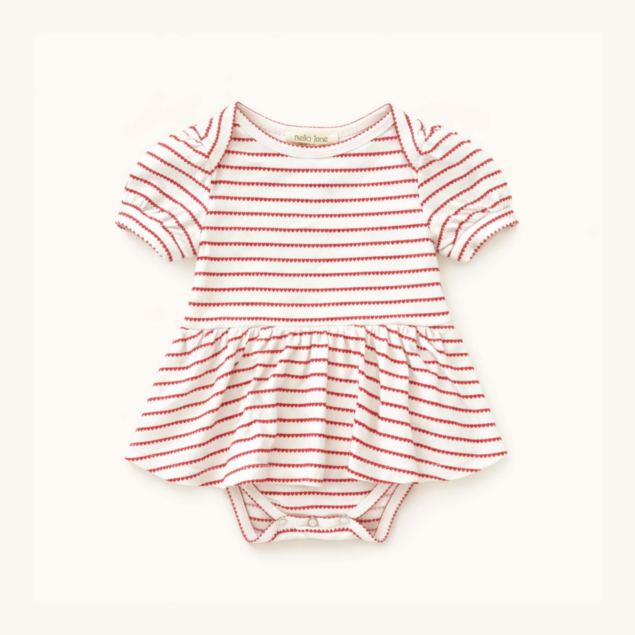 Puff Sleeve Onesie in Red Heart Stripe