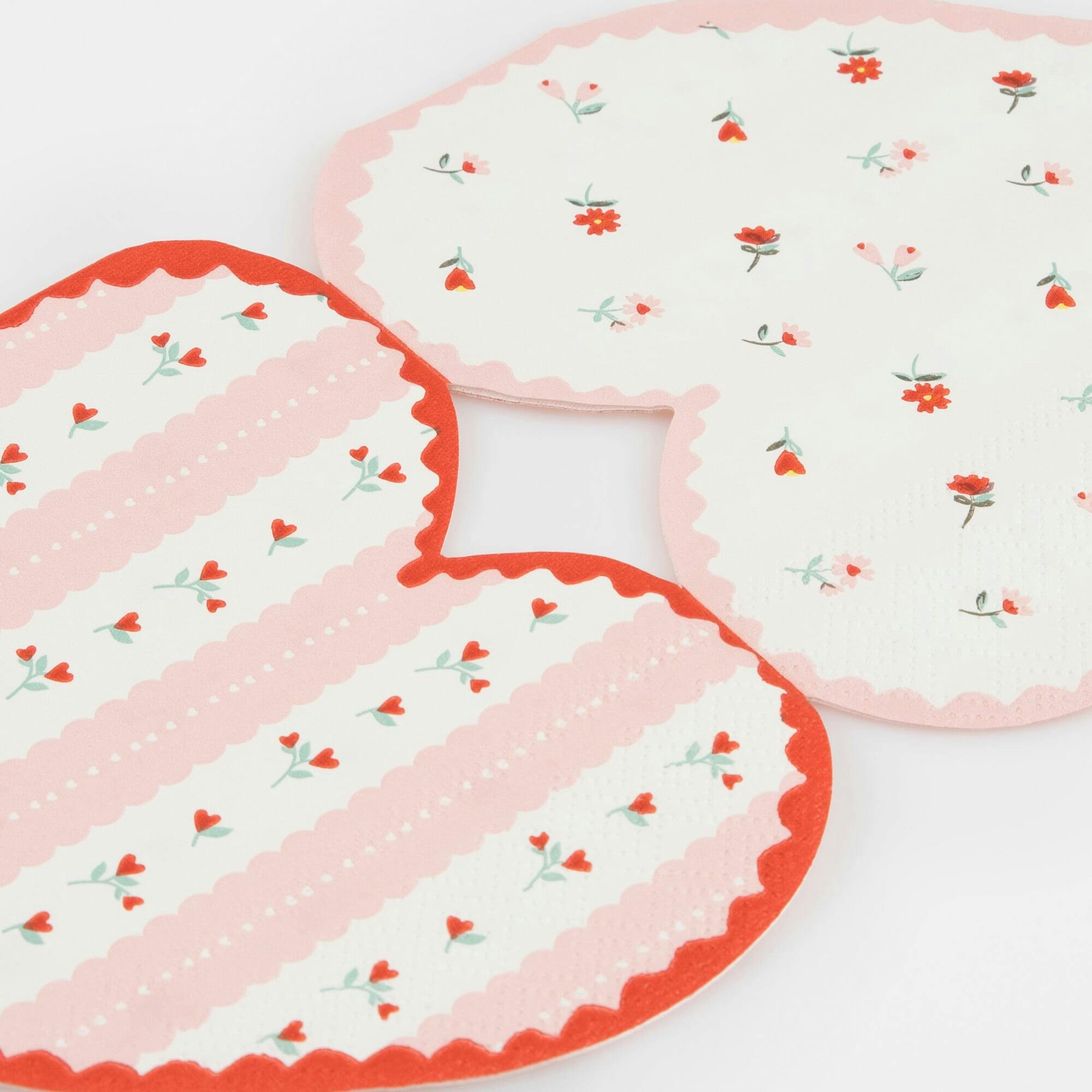 Vintage Rose Heart Napkins