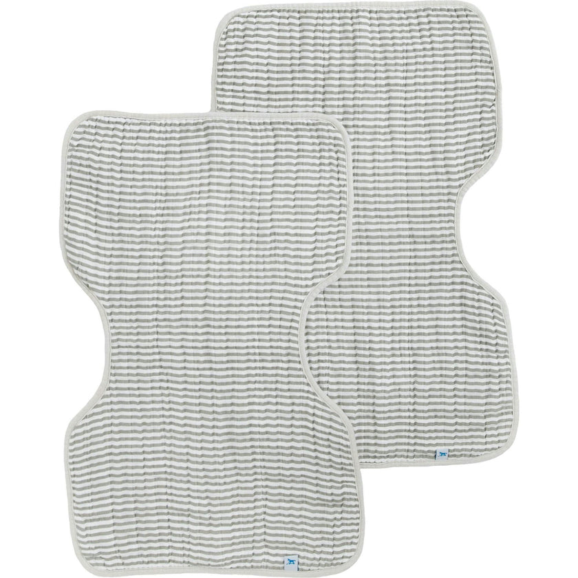 Cotton Muslin Burp Cloth 2 Pack - Grey Stripe