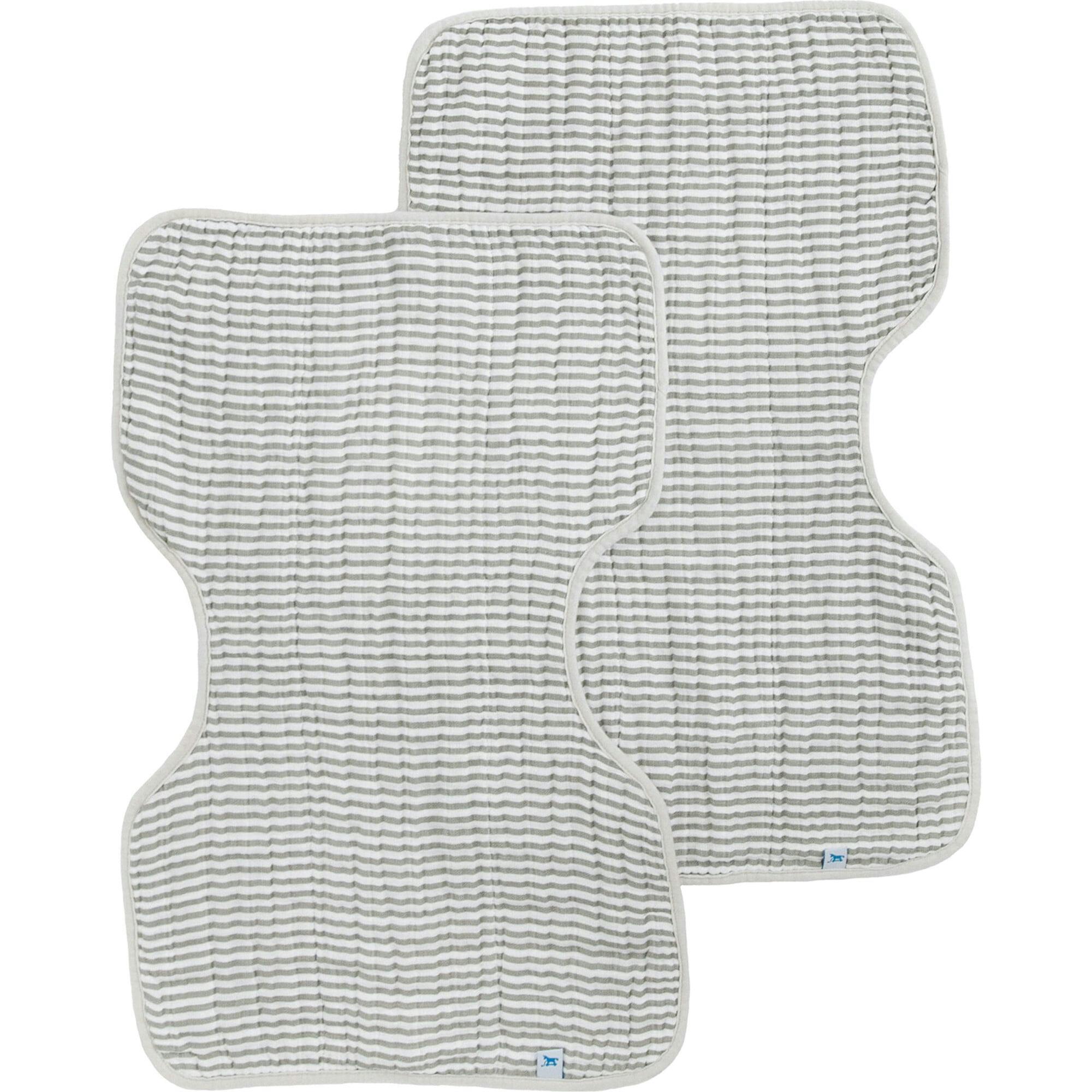 Cotton Muslin Burp Cloth 2 Pack - Grey Stripe