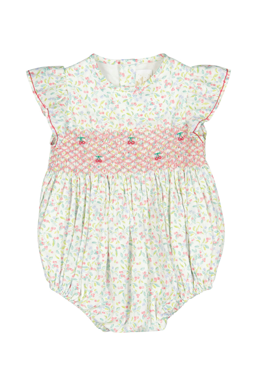 Alizée Cherry Smocked Bubble Romper