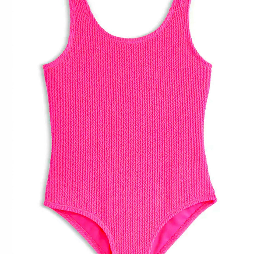 Girls Crinkle One Piece Swimsuit – Lipstick Pink