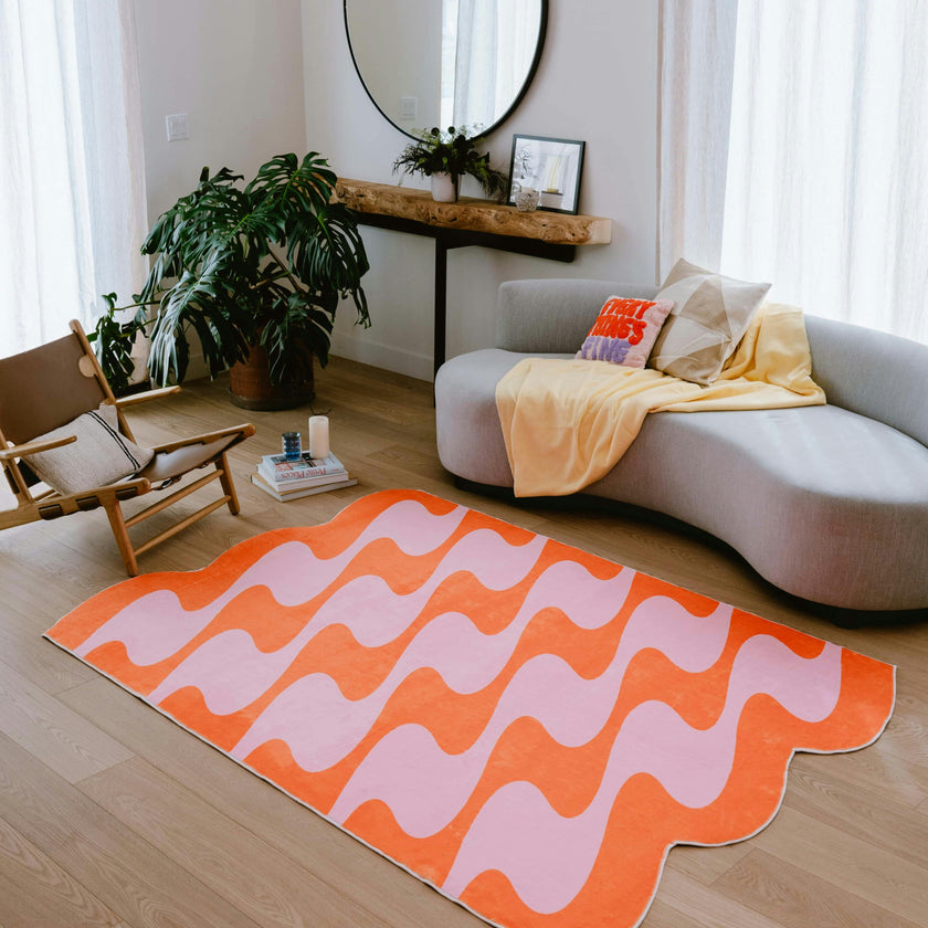 Pastel Irregular Shaped Wavy Rug by Johann Banta