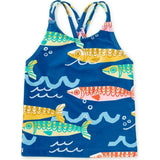 Cross Back Tankini Top, Blue