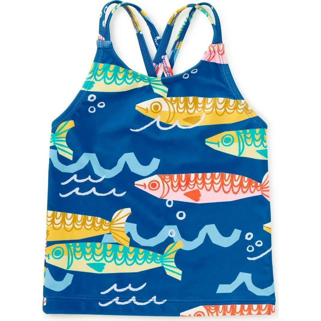 Cross Back Tankini Top, Blue